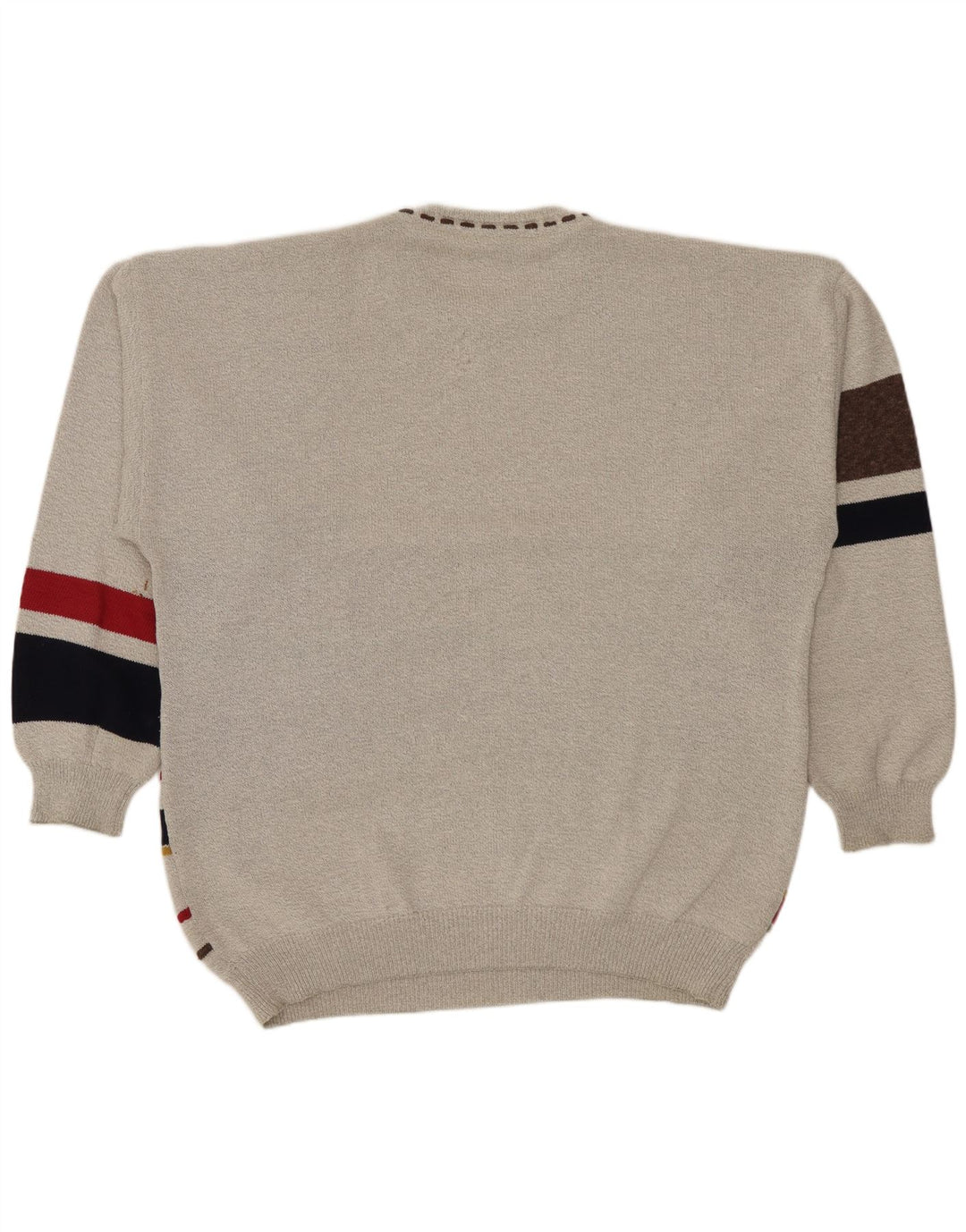 Conte Massimo Mens Crew Neck Jumper Sweater 2XL Grey Geometric Cotton