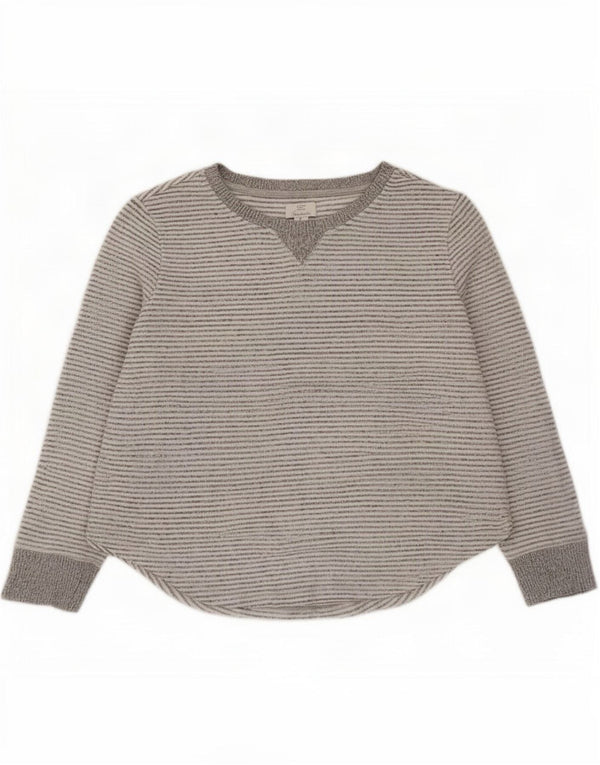 Fat Face Womens Boat Neck Jumper Sweater UK 16 Large Grey Striped Viscose