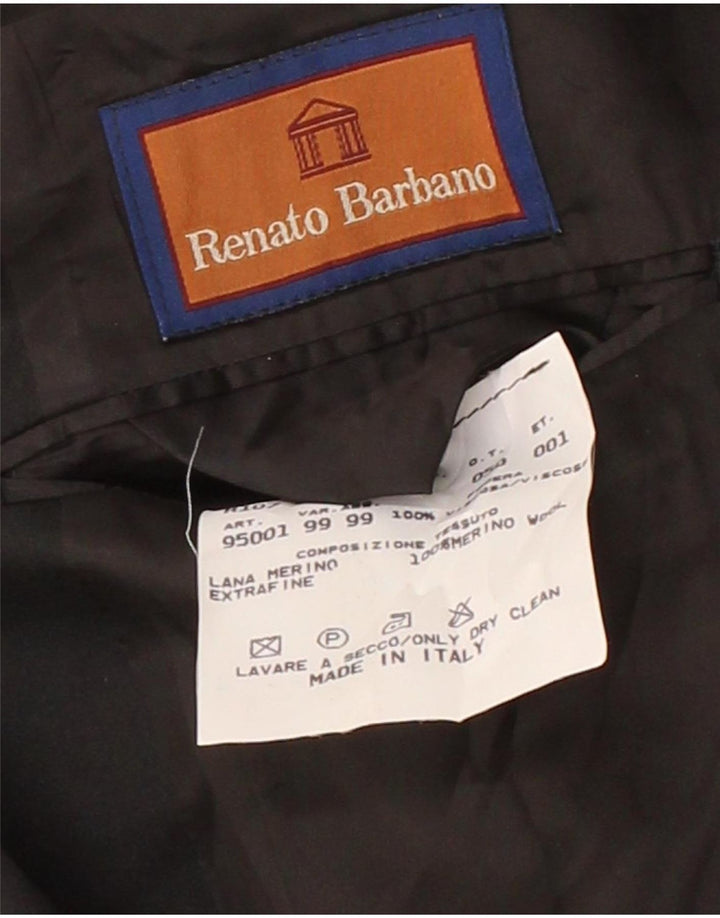 RENATO BARBANO Mens 1 Button Blazer Jacket IT 50 Large Black Merino Wool Vintage Renato Barbano and Second-Hand Renato Barbano from Messina Hembry 
