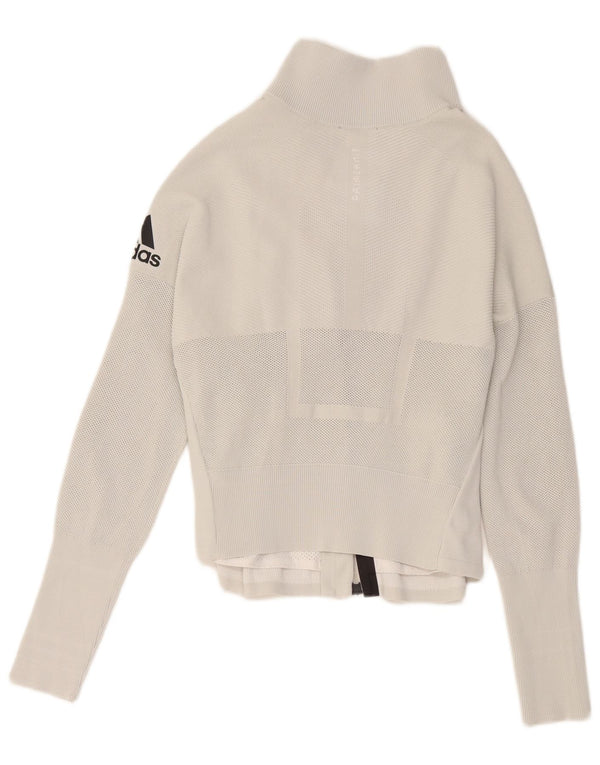 Adidas Womens Graphic Tracksuit Top Jacket UK 8/10 Small White Polyester