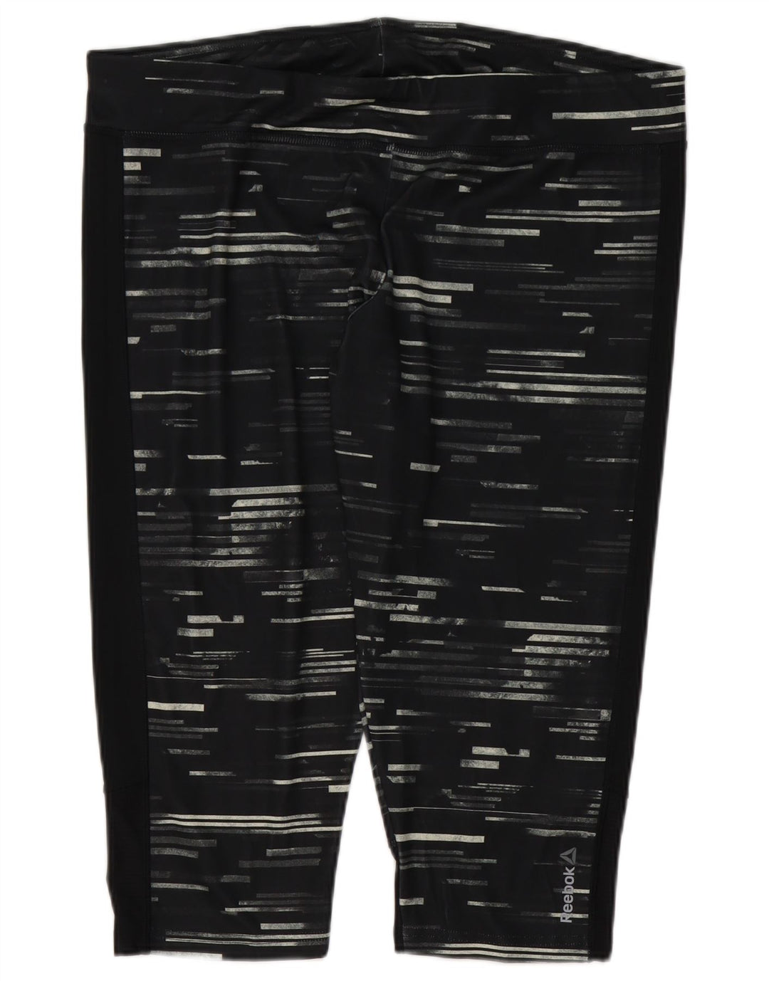 Reebok Womens Capri Leggings UK 24/26 2XL Black Striped Polyester