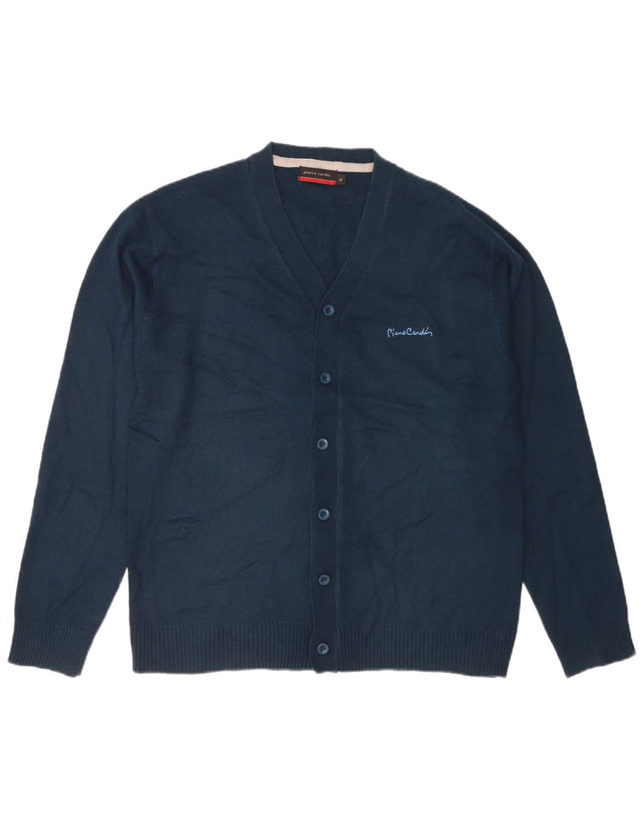 Pierre Cardin Mens Cardigan Sweater Medium Navy Blue Acrylic