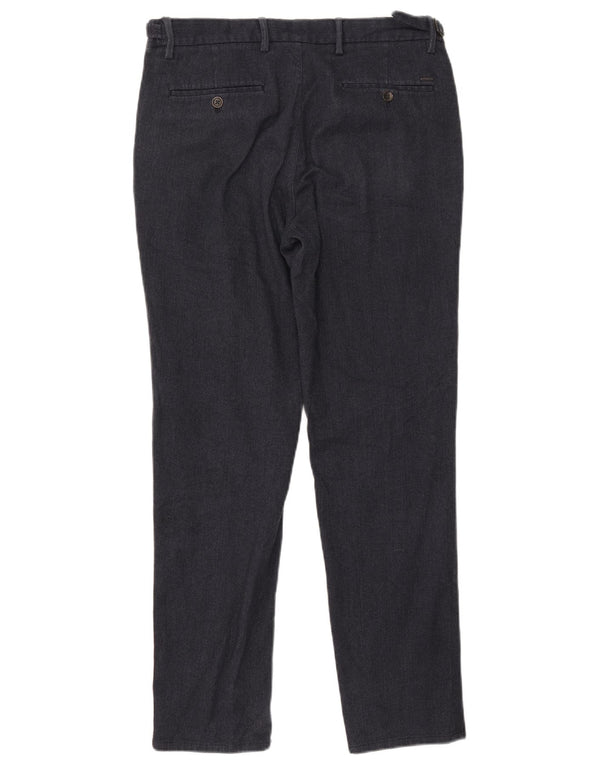 Massimo Dutti Mens Chino Trousers EU 42 Large W32 L30 Navy Blue Herringbone
