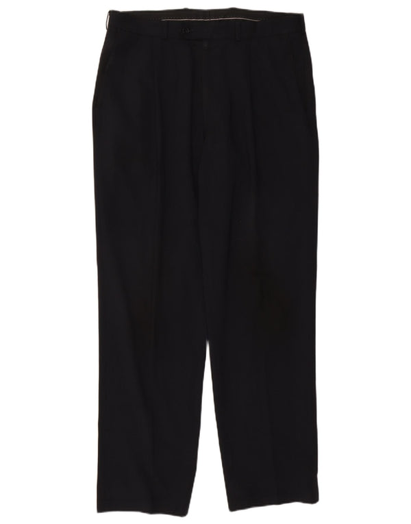 Marks & Spencer Mens Pegged Suit Trousers W34 L31 Navy Blue Polyester
