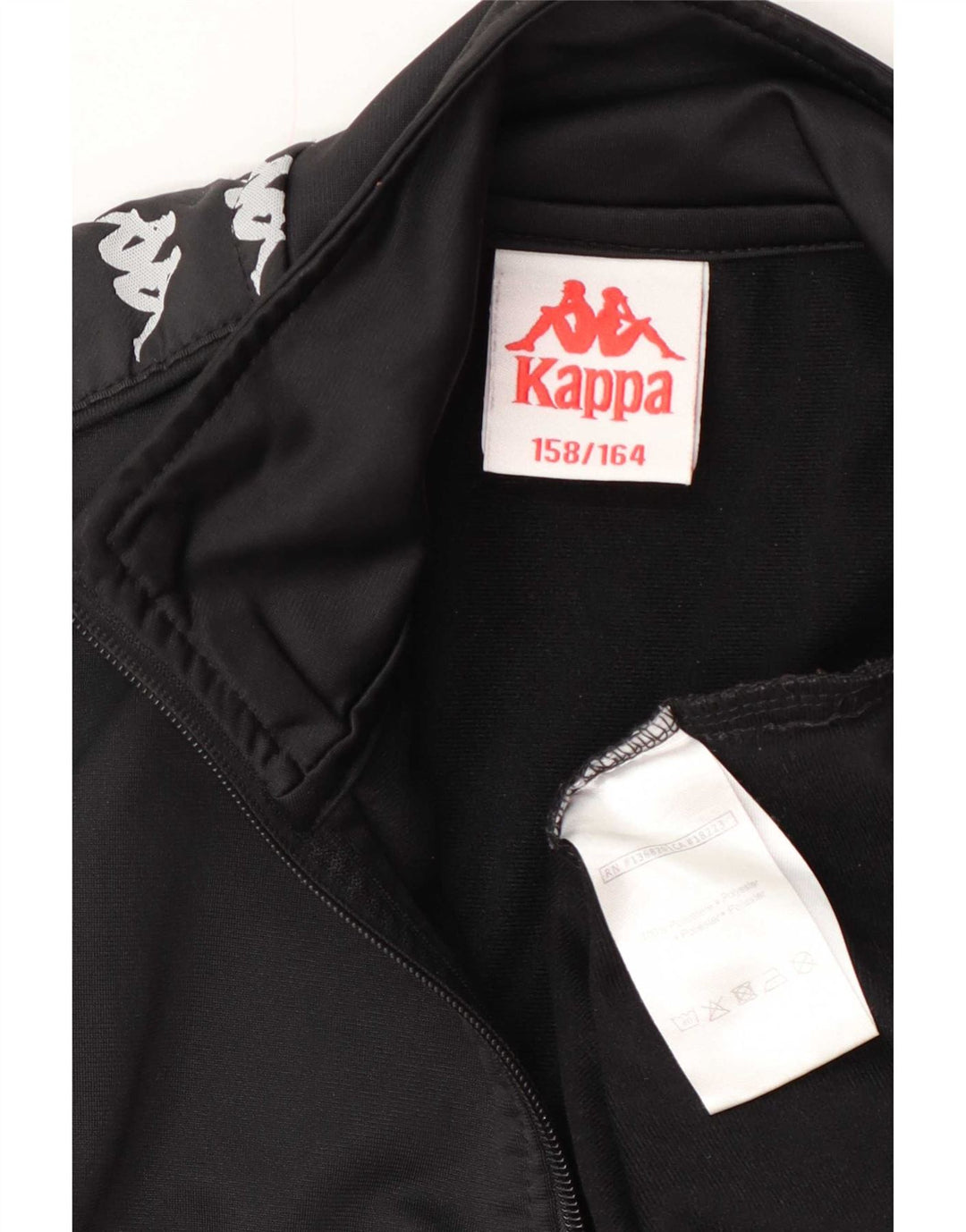 Kappa Boys Graphic Tracksuit Top Jacket 13-14 Years Black Polyester