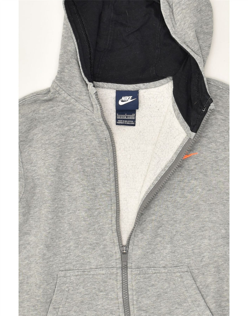 NIKE Boys Graphic Zip Hoodie Sweater 8-9 Years Small Grey Cotton | Vintage Nike | Thrift | Second-Hand Nike | Used Clothing | Messina Hembry 