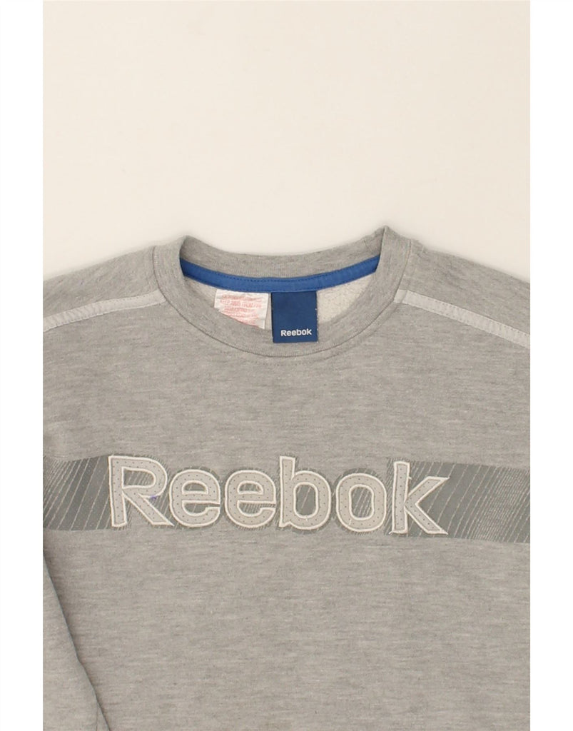 REEBOK Boys Graphic Sweatshirt Jumper 11-12 Years Grey Cotton | Vintage Reebok | Thrift | Second-Hand Reebok | Used Clothing | Messina Hembry 