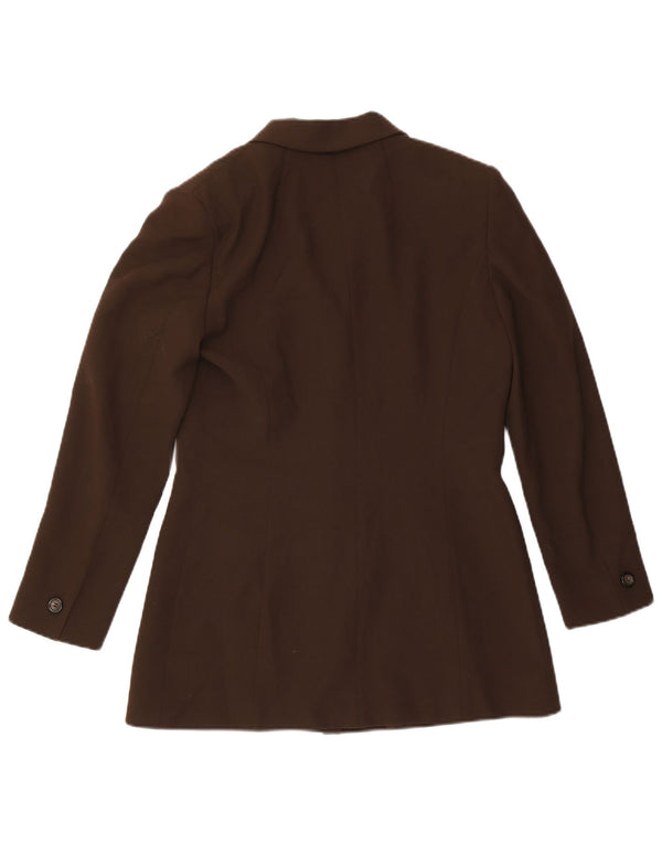 Marella Womens 4 Button Blazer Jacket UK 12 Medium Brown Wool Classic
