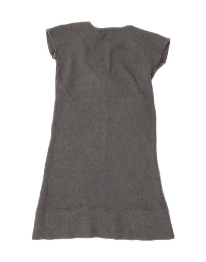 Zara Womens Front Tie Jumper Dress UK 8 Small Grey Wool