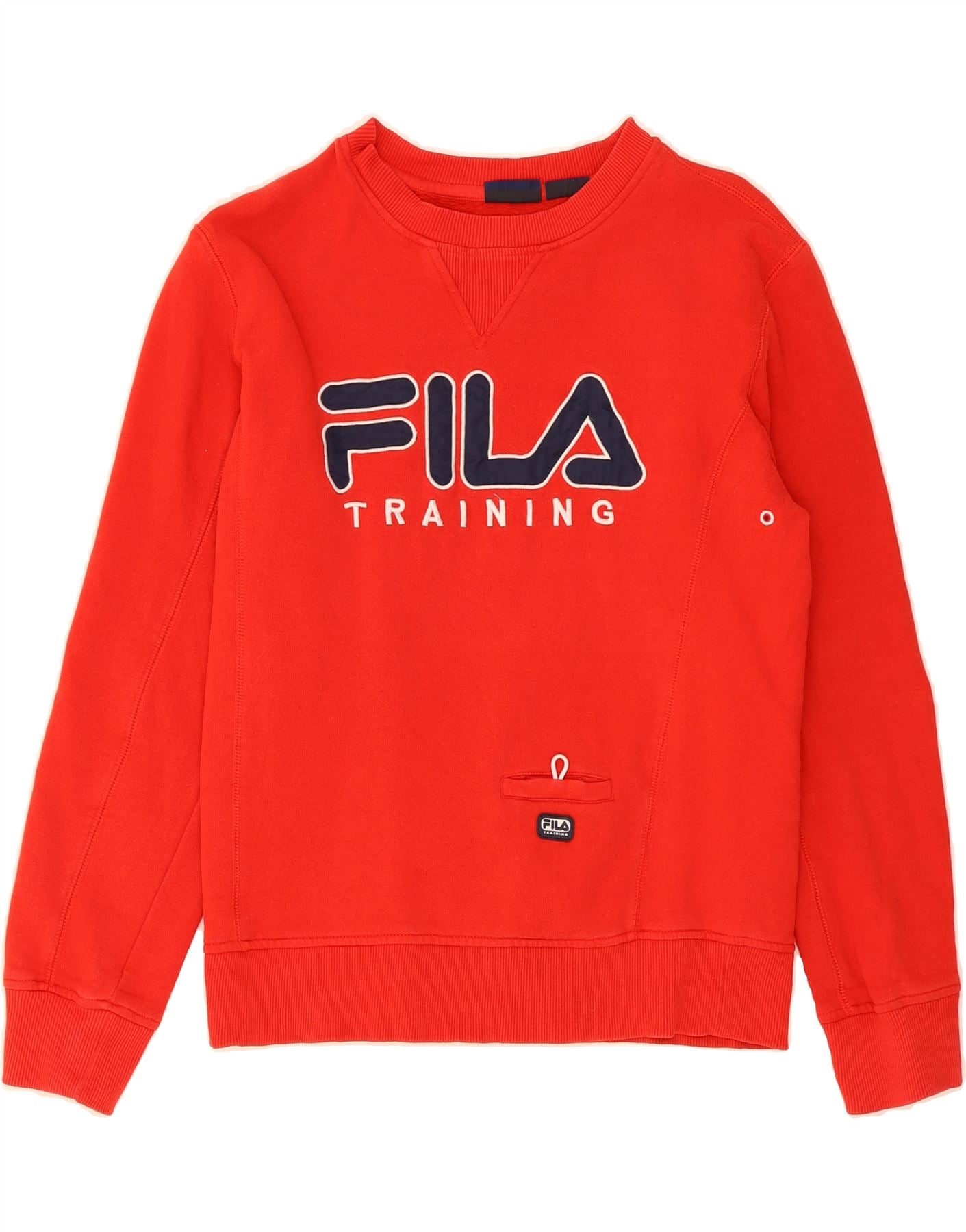 FILA Mens Graphic Sweatshirt Jumper Small Red Cotton Vintage