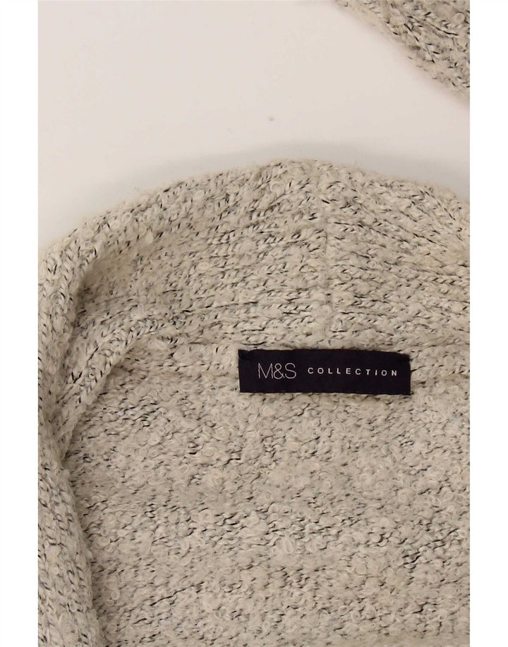 Marks & Spencer Womens Crop Open Cardigan Sweater UK 14 Medium Grey Flecked