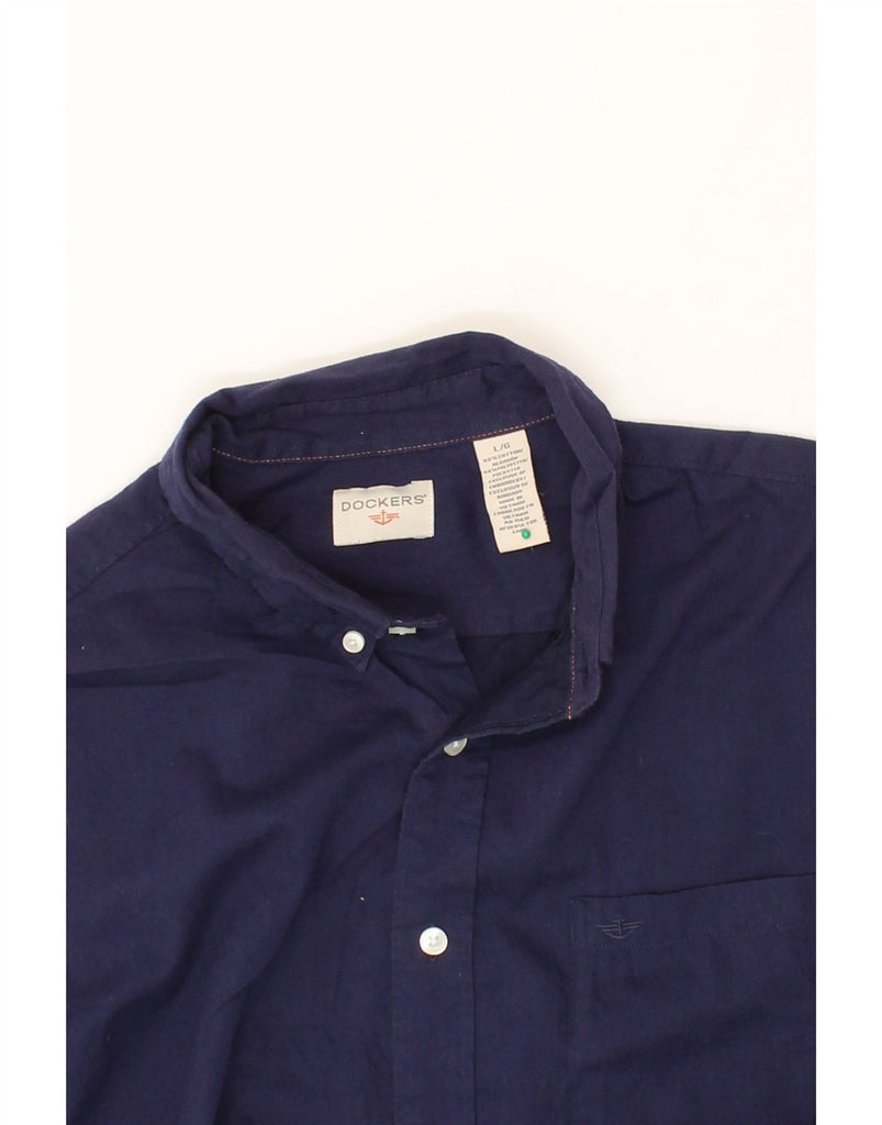 DOCKERS Mens Shirt Large Navy Blue Cotton Vintage Dockers and Second-Hand Dockers from Messina Hembry 