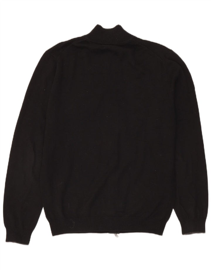 Massimo Dutti Mens Full Zip Cardigan Sweater Large Black Cotton
