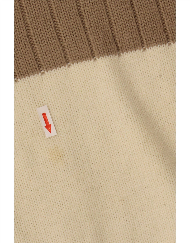Paul Smith Mens Crew Neck Jumper Sweater Large Beige Colourblock Wool