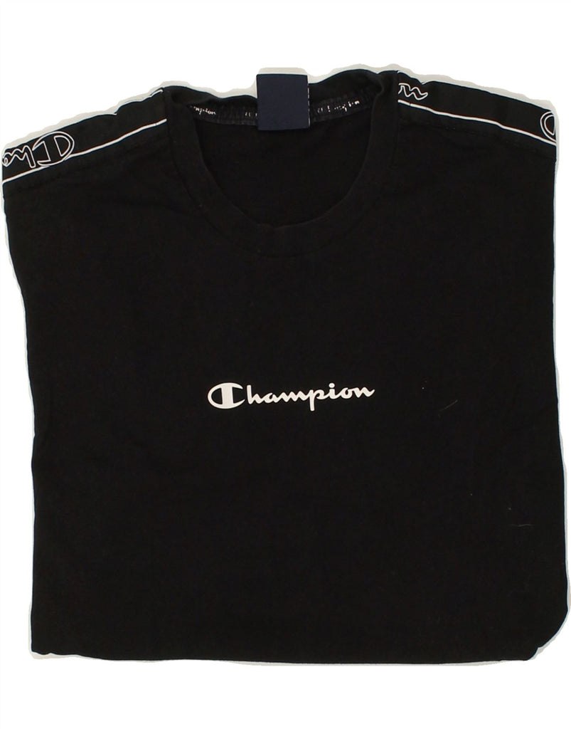 CHAMPION Mens Graphic T-Shirt Top Medium Black Cotton | Vintage Champion | Thrift | Second-Hand Champion | Used Clothing | Messina Hembry 