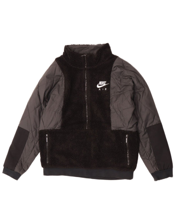 Nike Boys Pullover Fleece Jacket 13-14 Years XL Black Polyester