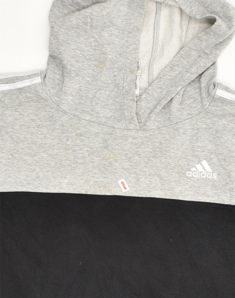 ADIDAS Boys Hoodie Jumper 15-16 Years XL Black Colourblock Cotton | Vintage Adidas | Thrift | Second-Hand Adidas | Used Clothing | Messina Hembry 