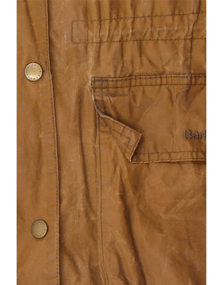 Barbour Womens Hooded Waxed Cotton Jacket UK 14 Large Brown