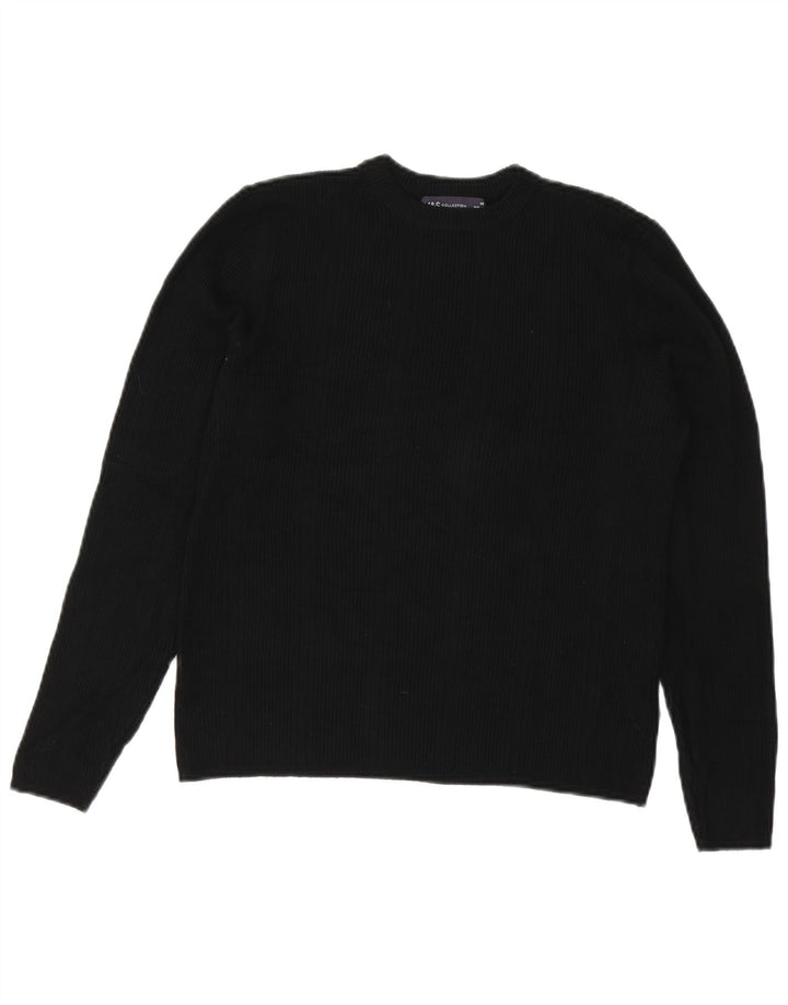 Marks & Spencer Womens Crew Neck Jumper Sweater UK 14 Large Black Viscose