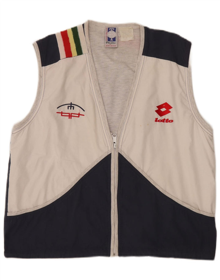 Lotto Mens Graphic Sleeveless Tracksuit Top Jacket Large White Colourblock