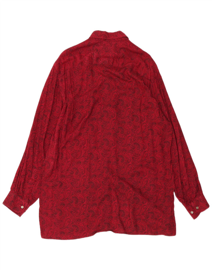 VINTAGE Mens Shirt Size 39/40 Medium Burgundy Paisley