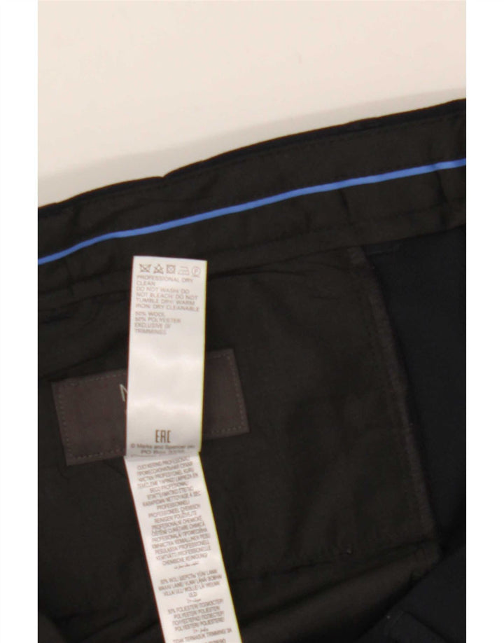 Marks & Spencer Mens Regular Suit Trousers W36 L29 Navy Blue Wool