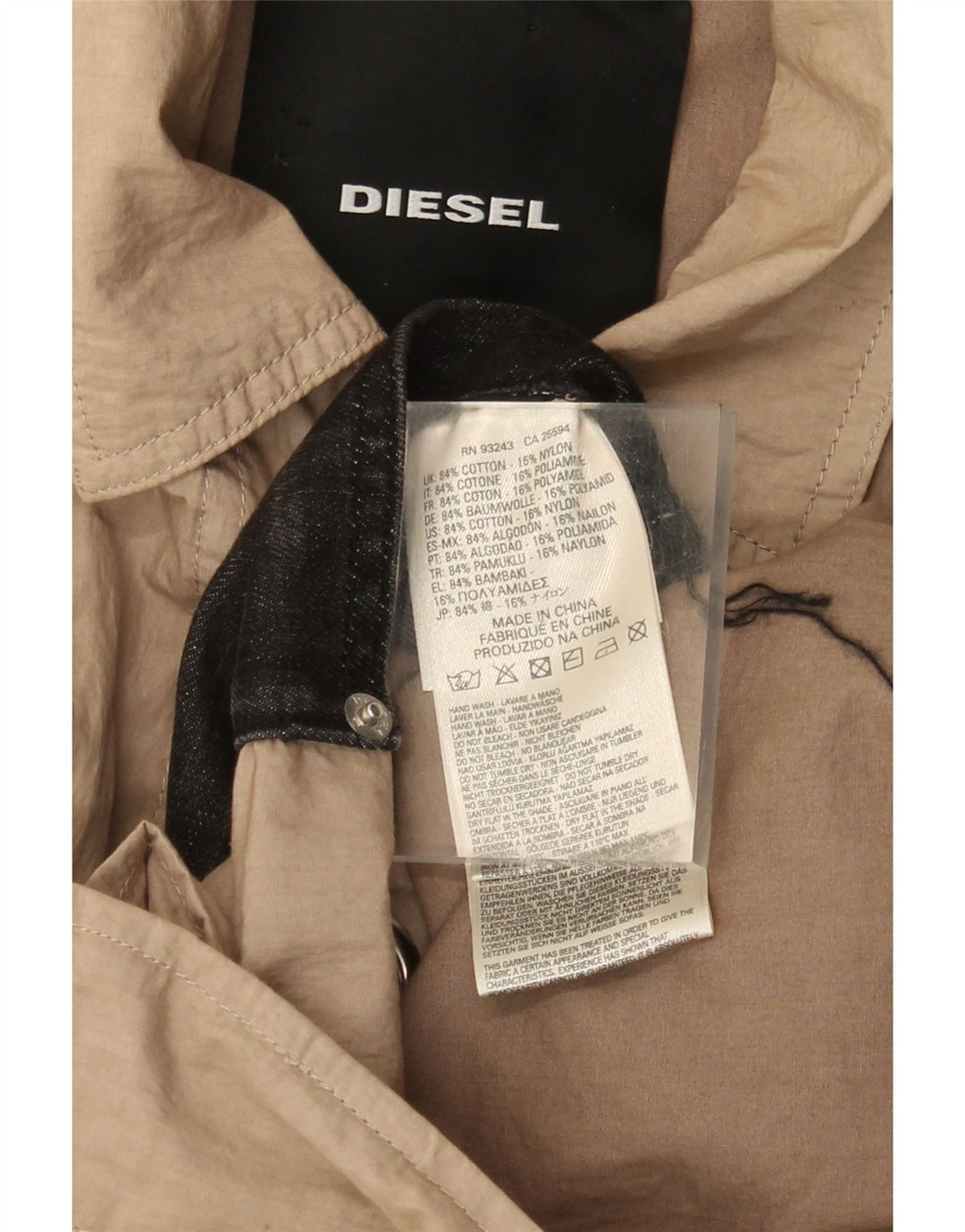 Diesel Womens Trench Coat UK 40 Large Beige Cotton