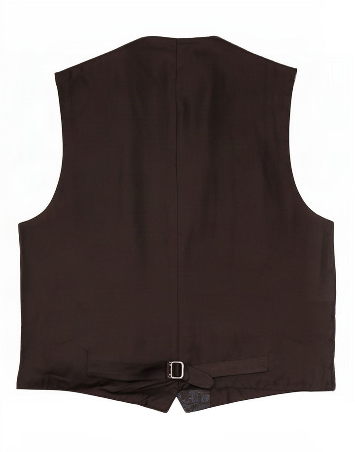 Vintage Mens Graphic Waistcoat Large Black Polyester