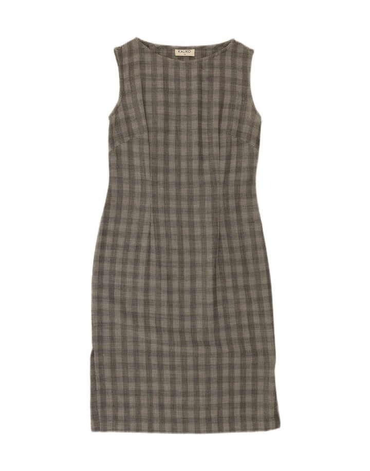 KALIKO Womens Sleeveless Sheath Dress UK 10 Small Grey Check Wool Vintage Kaliko and Second-Hand Kaliko from Messina Hembry 