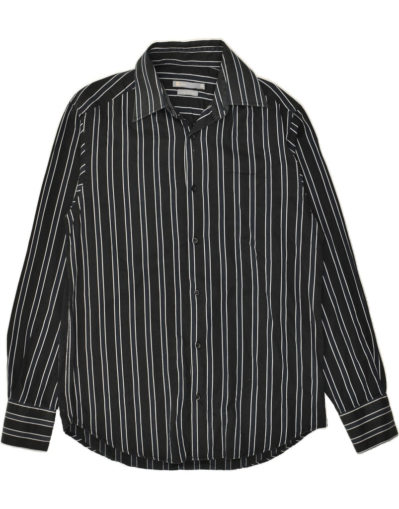 JULES Mens Shirt Size 40 Medium Black Striped Cotton | Vintage Jules | Thrift | Second-Hand Jules | Used Clothing | Messina Hembry 