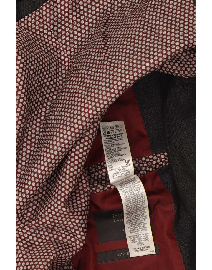 Marks & Spencer Mens 2 Button Slim Fit Blazer Jacket UK 38 Medium Grey