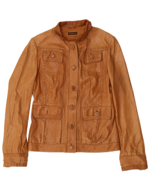 Vintage Womens Leather Jacket IT 44 Medium Brown Leather