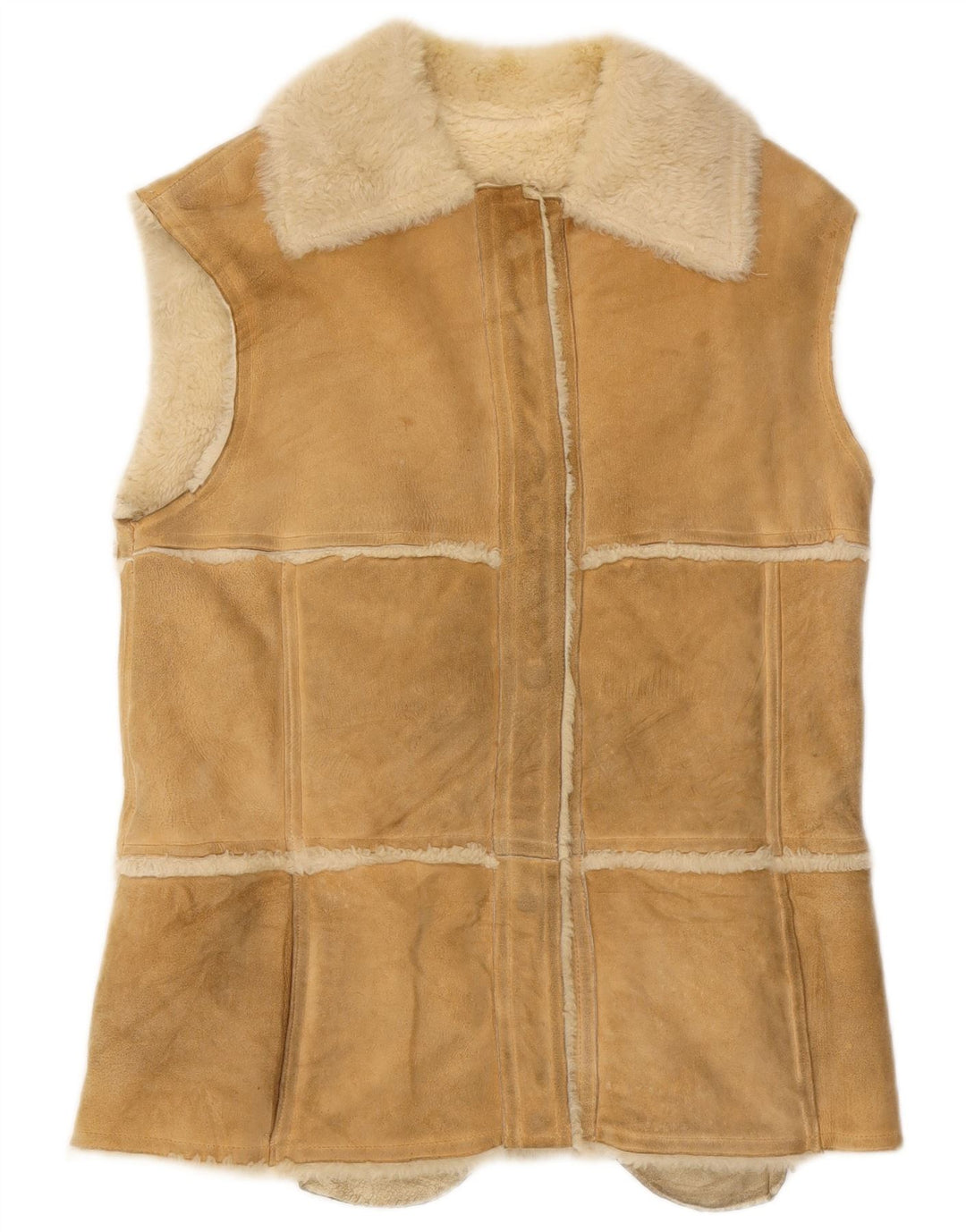 Vintage Womens Shearling Gilet IT 44 Medium Beige
