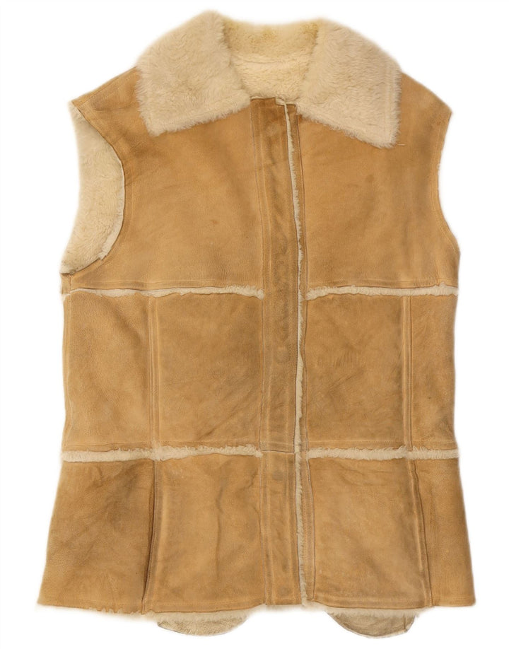 Vintage Womens Shearling Gilet IT 44 Medium Beige