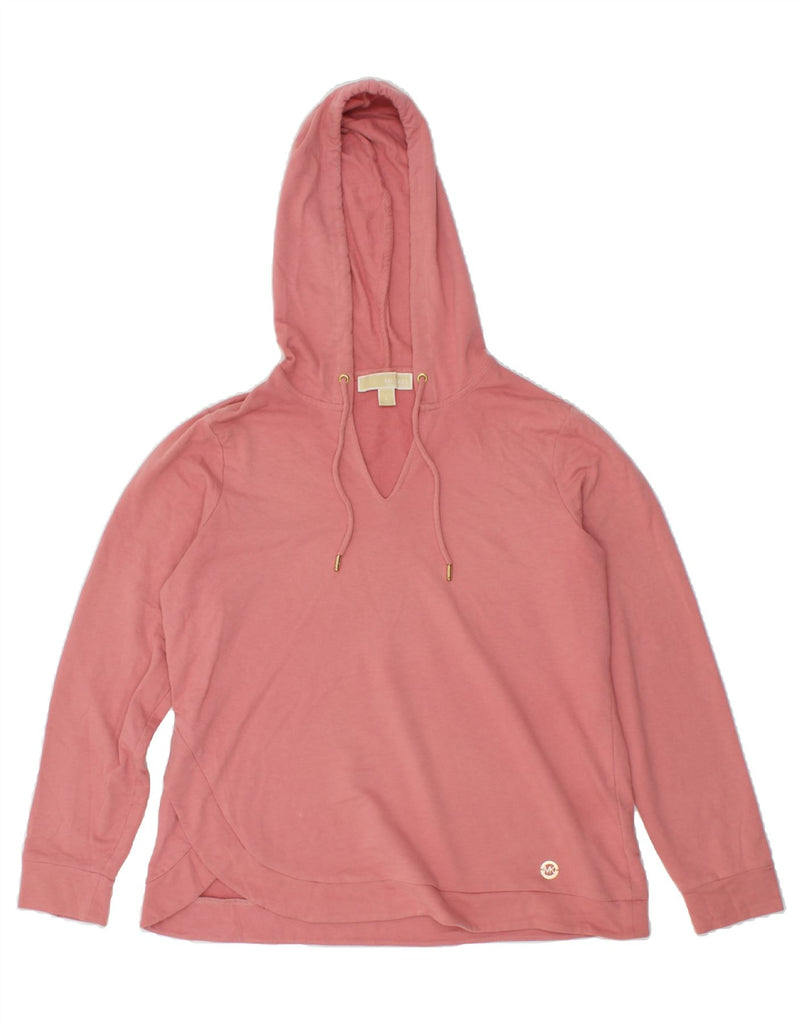 MICHAEL KORS Womens Hoodie Jumper UK 16 Large Pink Cotton | Vintage Michael Kors | Thrift | Second-Hand Michael Kors | Used Clothing | Messina Hembry 