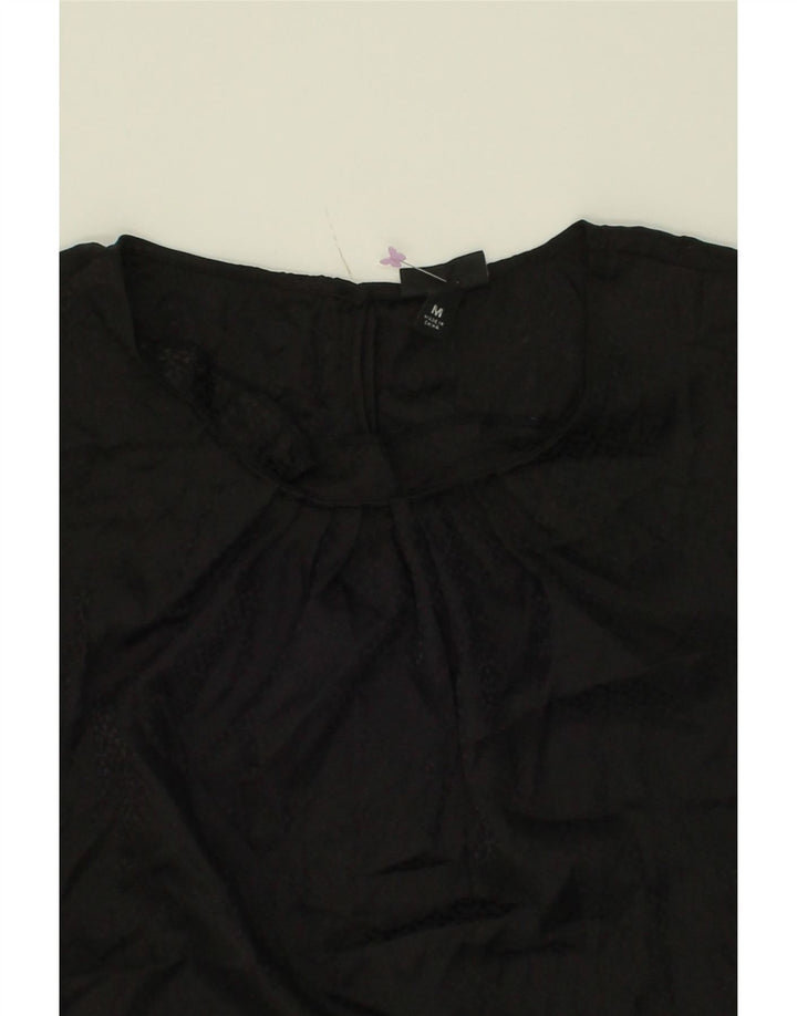 MOSSIMO Womens Blouse Top UK 14 Medium Black Polyester Vintage Mossimo and Second-Hand Mossimo from Messina Hembry 