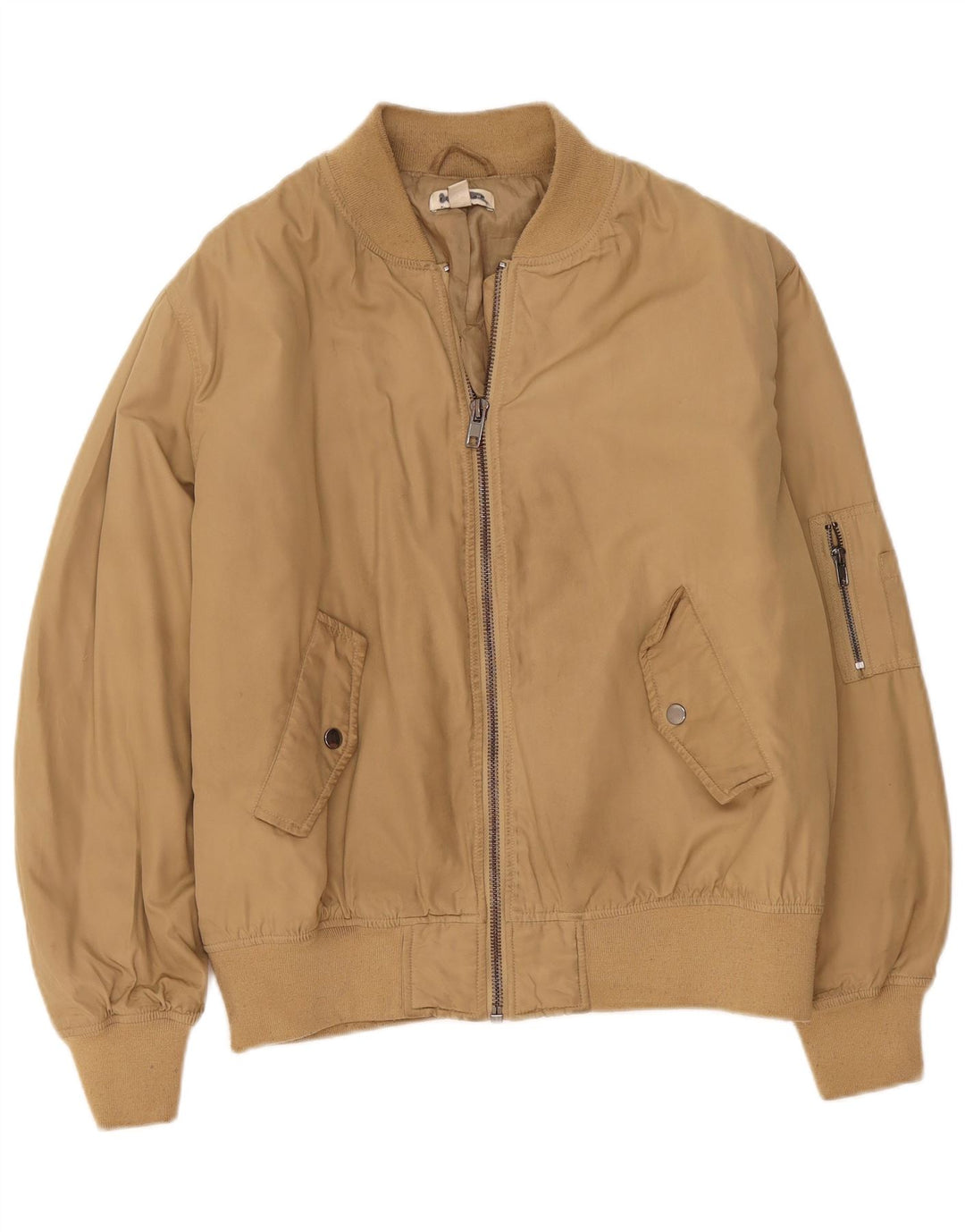 Topshop Womens Oversized Bomber Jacket UK 12 Medium Beige Polyester