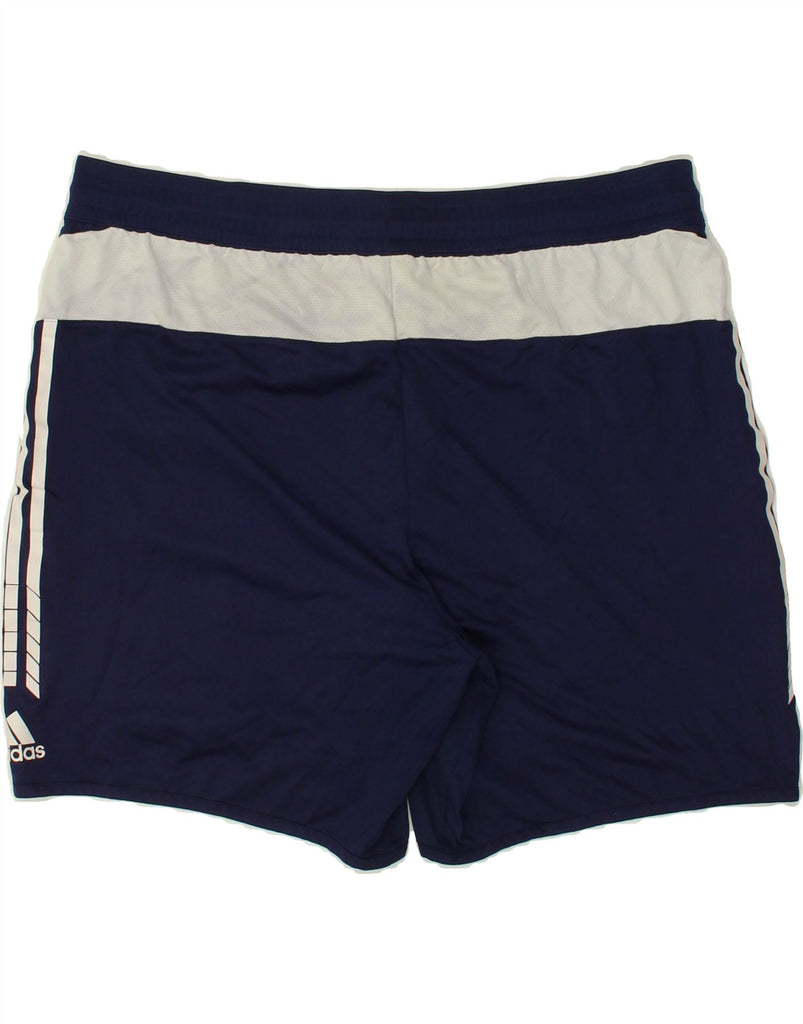 ADIDAS Mens Graphic Sport Shorts Large Navy Blue Colourblock Polyester | Vintage Adidas | Thrift | Second-Hand Adidas | Used Clothing | Messina Hembry 