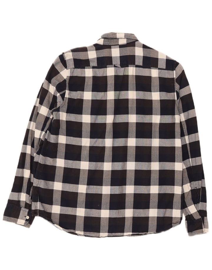 Gap Womens Classic Fit Flannel Shirt UK 14 Medium Black Check Cotton