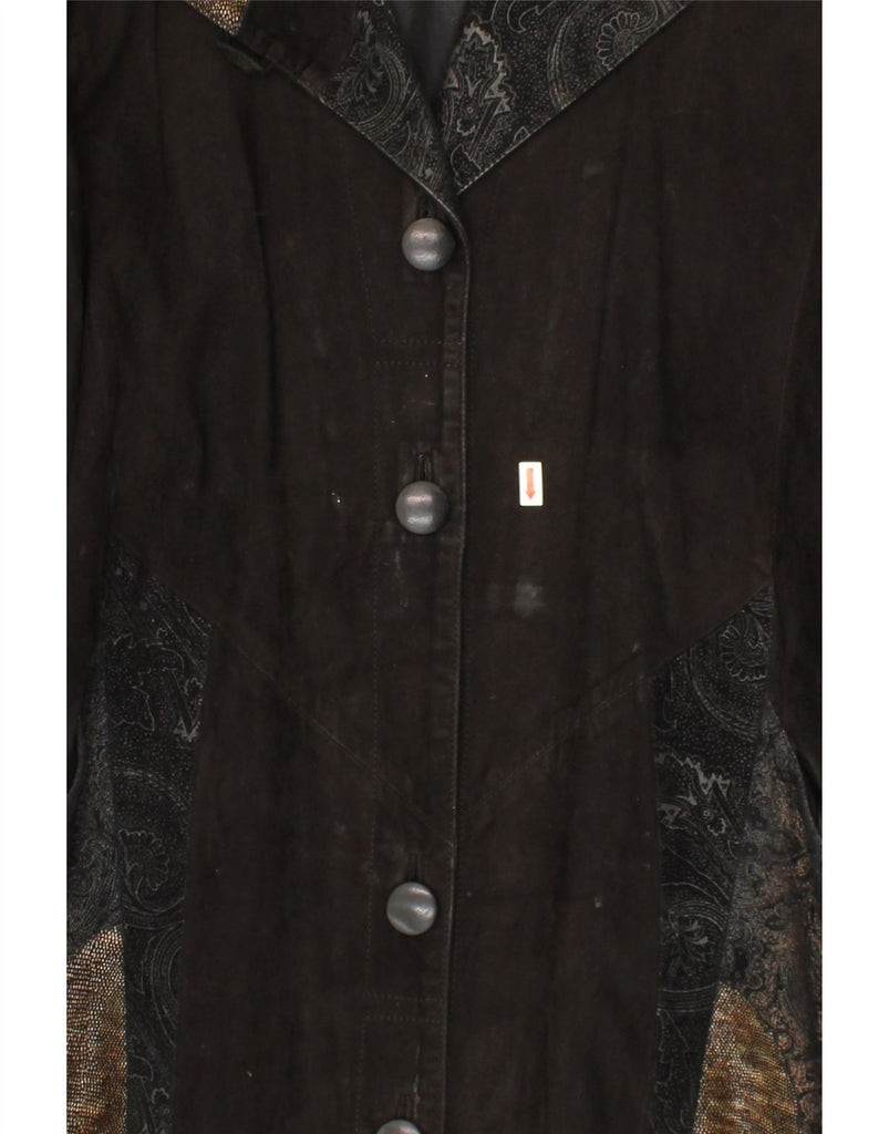 MELCHINGER Womens Oversized Coat EU 40 Medium Brown Colourblock Leather Vintage Melchinger and Second-Hand Melchinger from Messina Hembry 