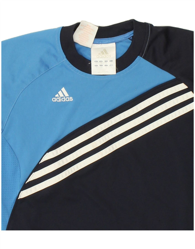 ADIDAS Boys Graphic T-Shirt Top 11-12 Years Large Blue Colourblock | Vintage Adidas | Thrift | Second-Hand Adidas | Used Clothing | Messina Hembry 