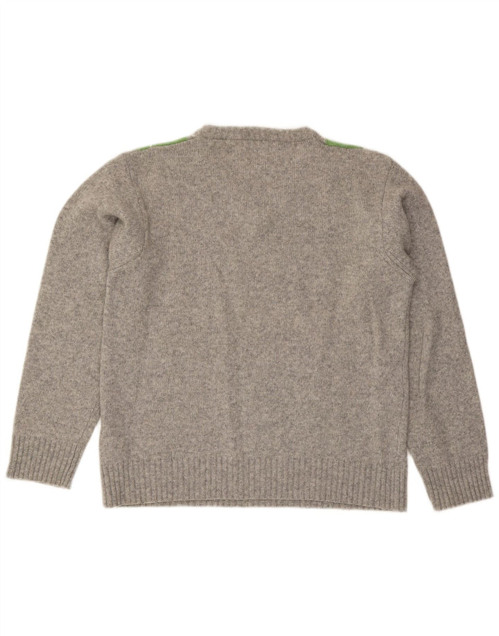 Meltin' Pot Mens V-Neck Jumper Sweater XL Grey Argyle/Diamond Wool