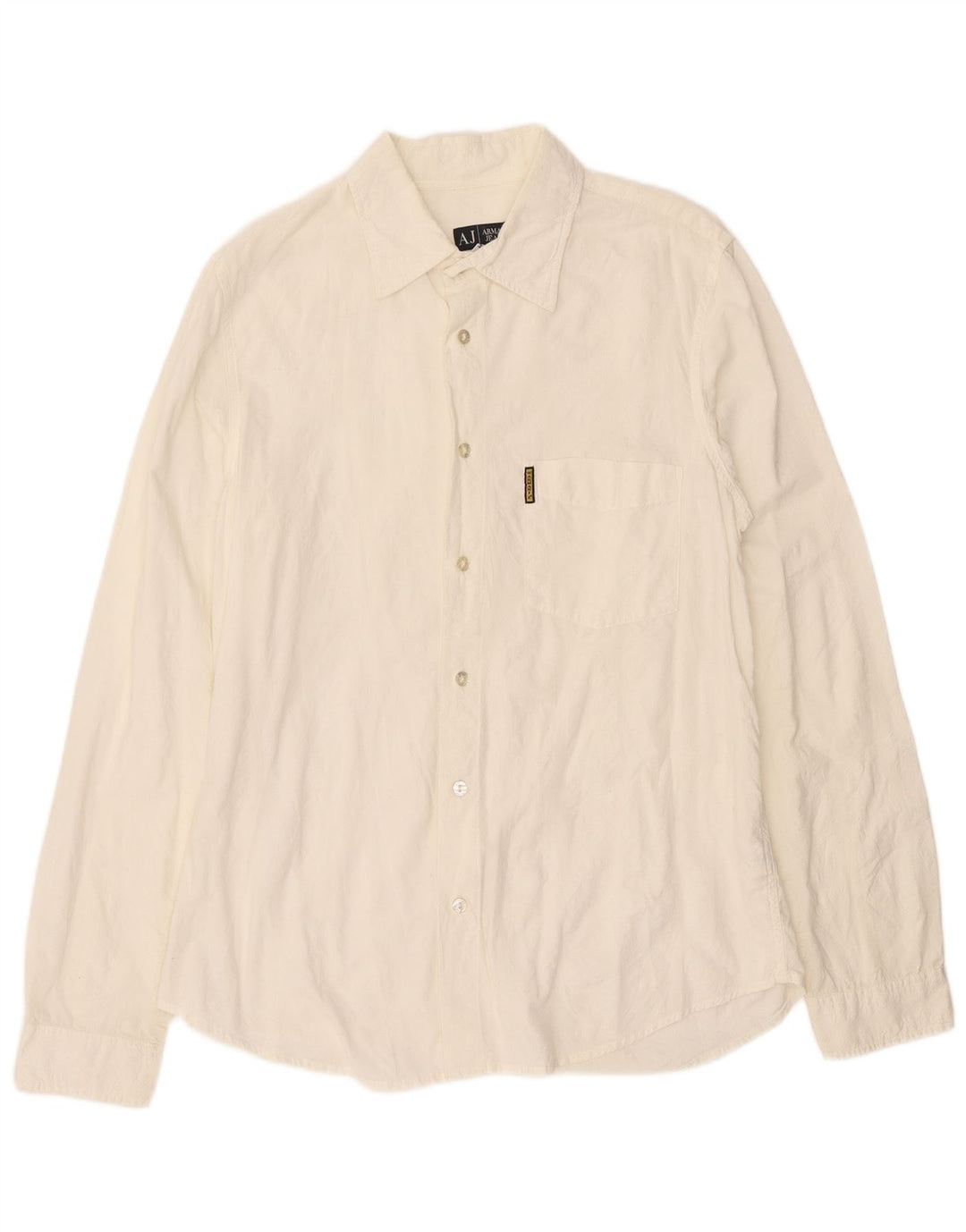 Armani Jeans Mens Shirt Medium Off White Cotton