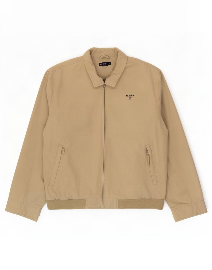 Gant Mens Bomber Jacket UK 38 Medium Beige Cotton