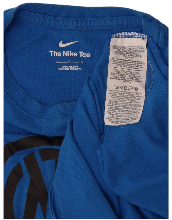 NIKE Mens Inter Milan Graphic T-Shirt Top Large Blue Cotton