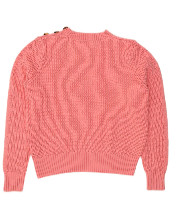 Marks & Spencer Womens Crop Crew Neck Jumper Sweater UK 14 Medium Pink