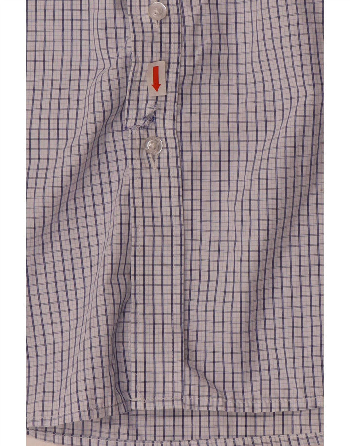 Chaps Mens Regular Fit Shirt Size 16 16.5 Large Blue Gingham Viscose