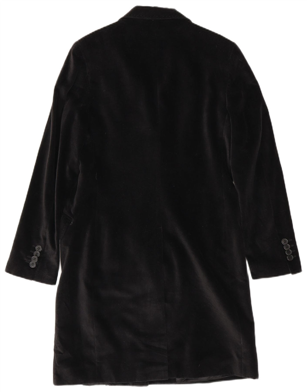 John Ashfield Womens Velvet Overcoat UK 10 Small Black Cotton