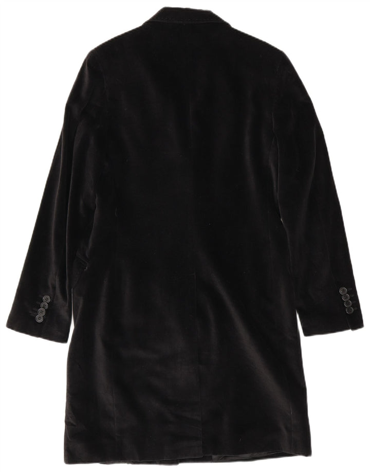 John Ashfield Womens Velvet Overcoat UK 10 Small Black Cotton