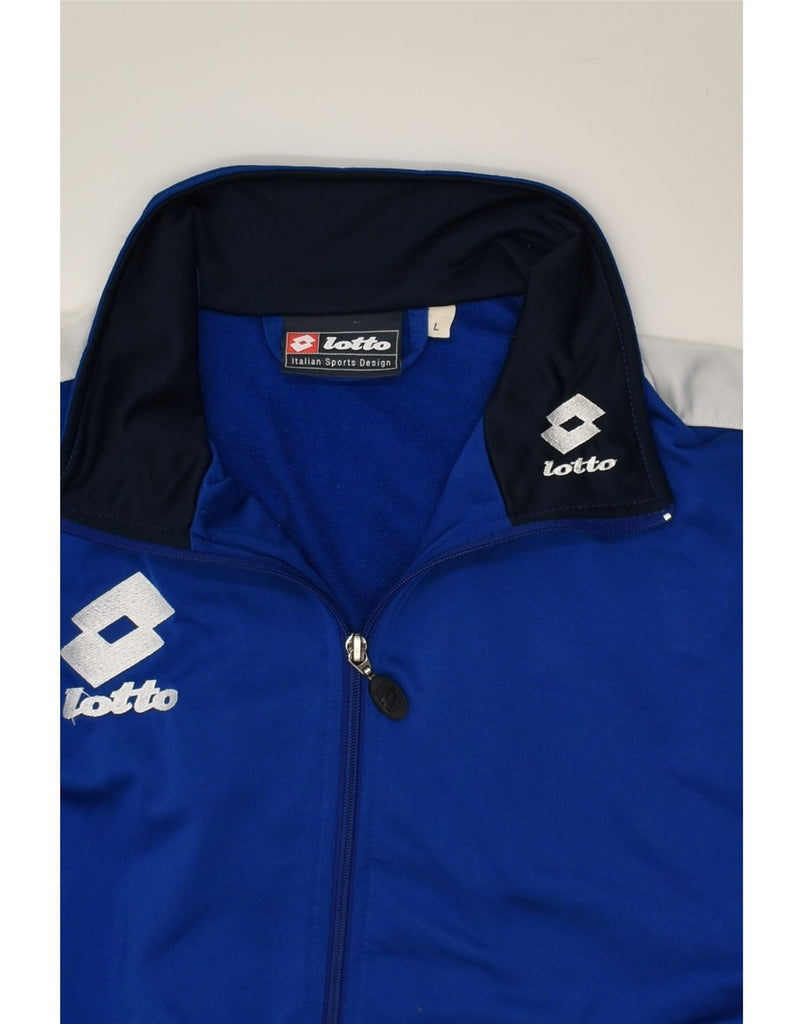 LOTTO Mens Tracksuit Top Jacket Large Blue Colourblock Polyester | Vintage Lotto | Thrift | Second-Hand Lotto | Used Clothing | Messina Hembry 